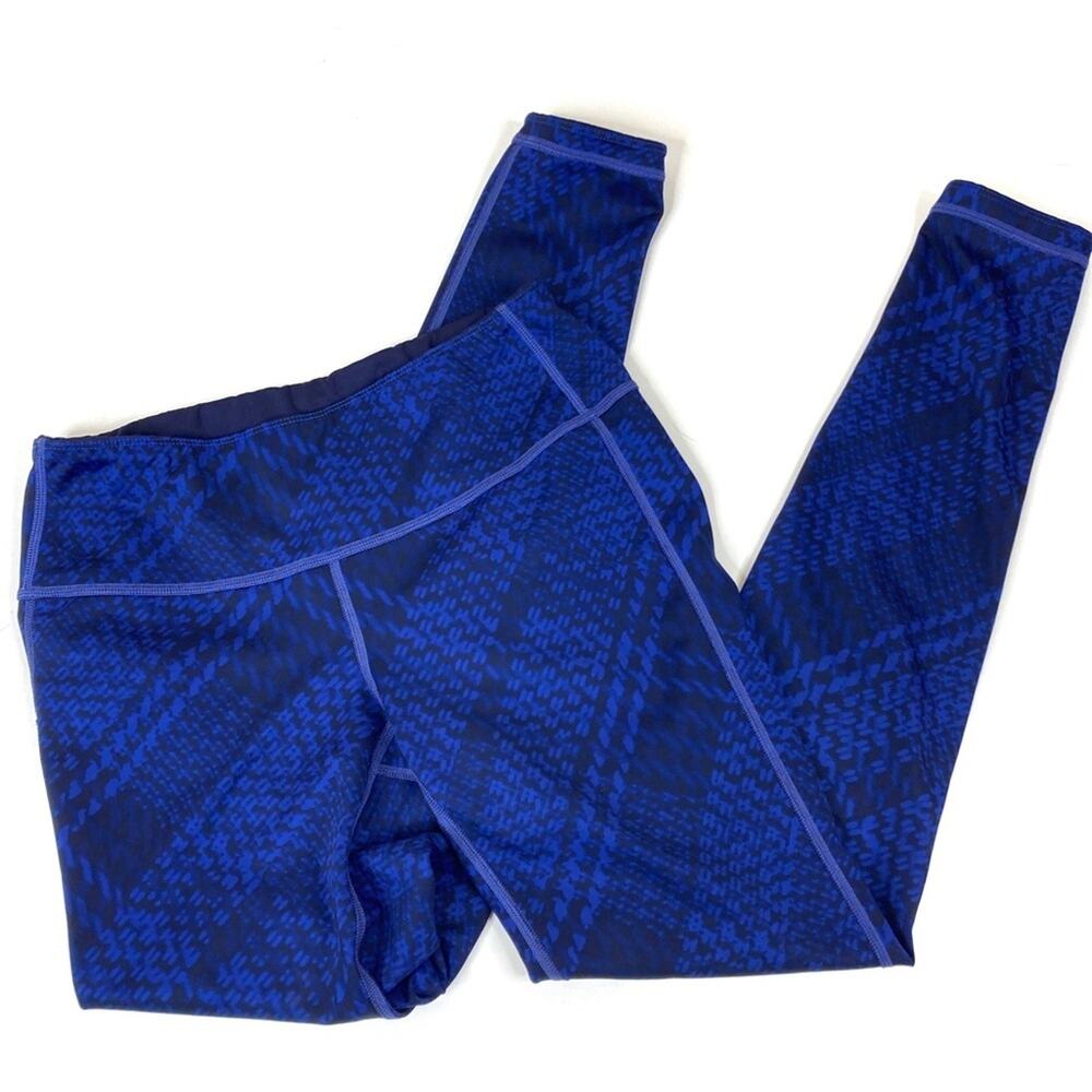 Athleta Reversible Dark Blue Patterned Athletic Leggings Womens X-Small**